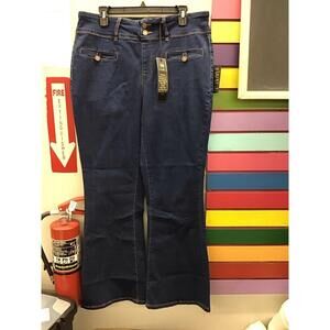 Diane Gilman flare jeans stretch medium indigo size 16W new from HSN